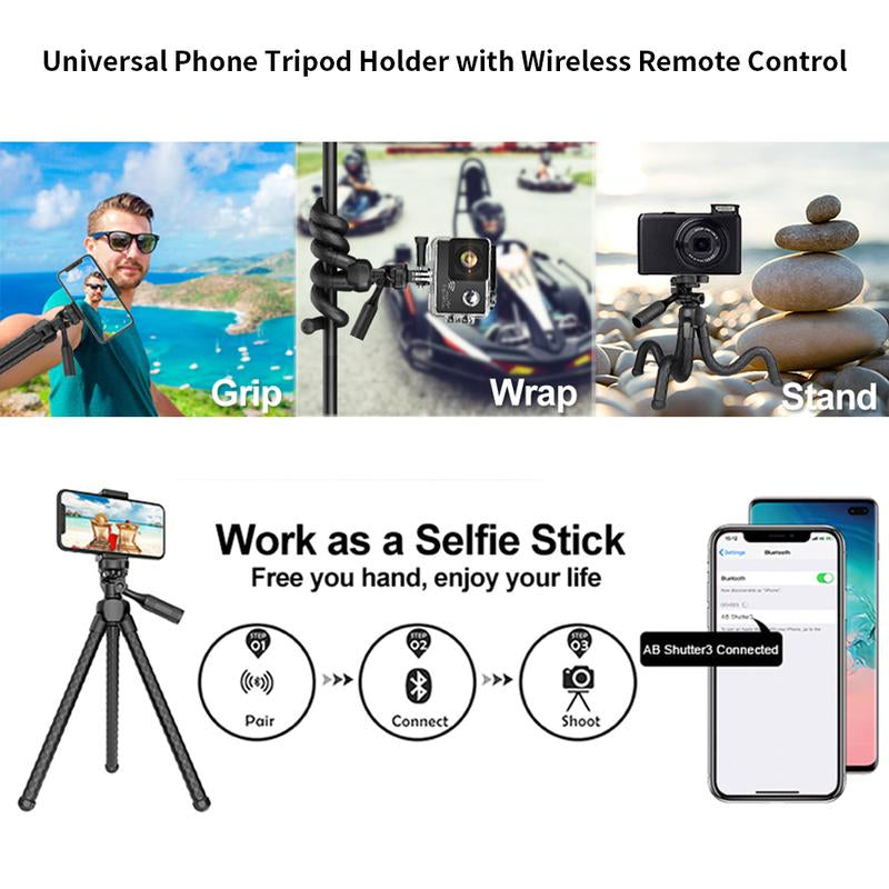 Flexible Stand for Cell Phone & Camera Mounting Tripod Stand Holder with Wireless Remote