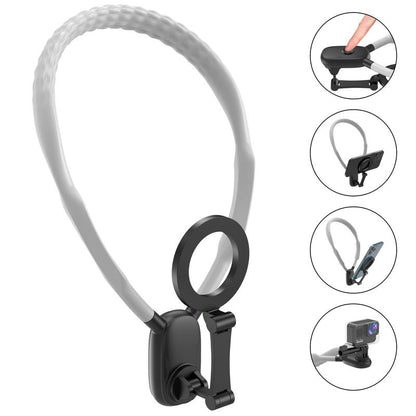 Magnetic Neck Phone Mount - Hands-Free Vlogging & Selfie Holder for iPhone and Android, Perfect for Video Recording and Action Cameras