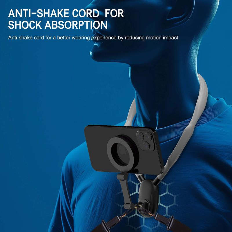 Magnetic Neck Phone Mount - Hands-Free Vlogging & Selfie Holder for iPhone and Android, Perfect for Video Recording and Action Cameras